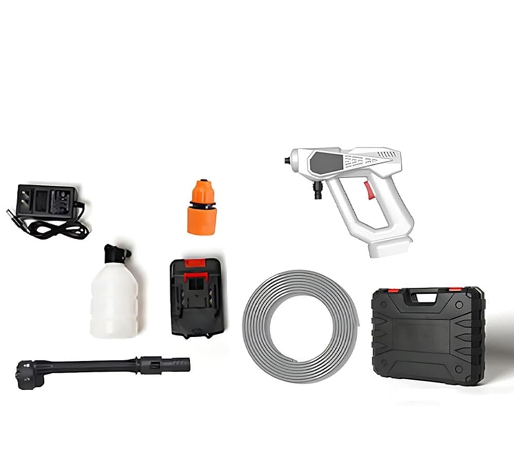 IDROPULITRICE PORTATILE PISTOLA CON UGELLO MULTIFUNZIONE 6 IN 1 BATTERIA 48 V VALIGETTA - 2