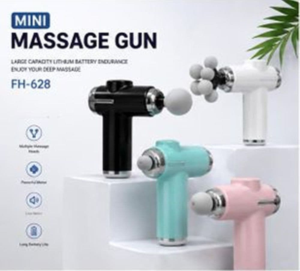 MINI PISTOLA MASSAGGIANTE RICARICABILE MULTITESTINA PORTATILE A PERCUSSIONE FH-628 - 4