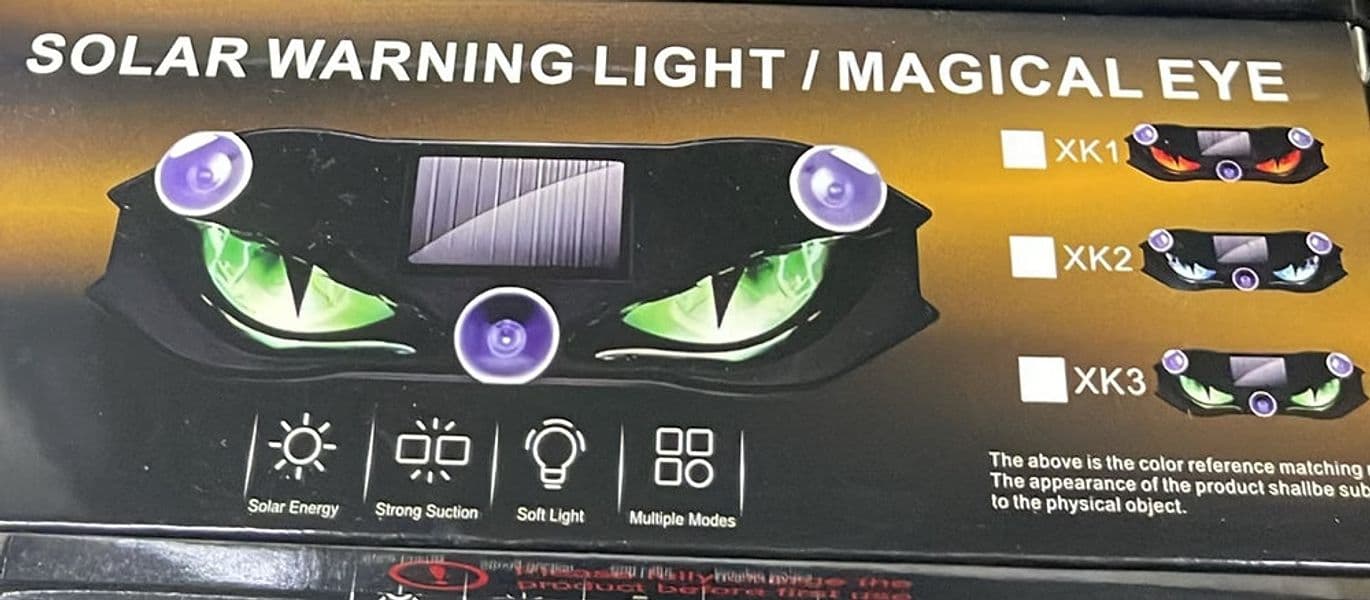 LUCE LED DI SEGNALAZIONE A OCCHI SOLARE PER VETRO AUTO LAMPADA PARABREZZA VENTOSA - 3