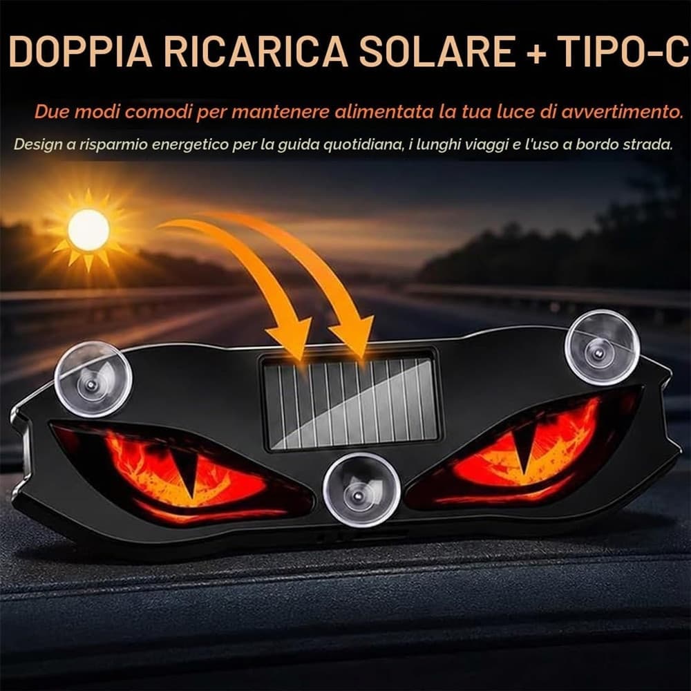 LUCE LED DI SEGNALAZIONE A OCCHI SOLARE PER VETRO AUTO LAMPADA PARABREZZA VENTOSA - 7