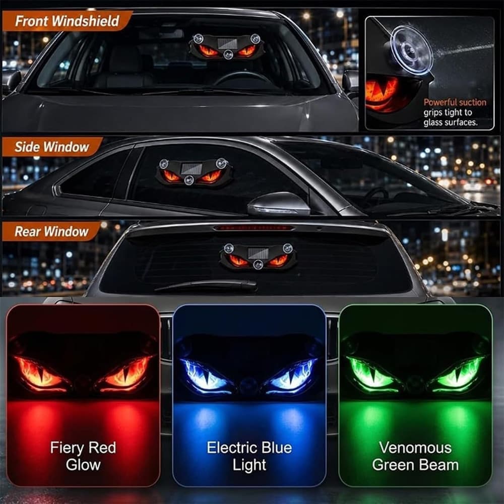 LUCE LED DI SEGNALAZIONE A OCCHI SOLARE PER VETRO AUTO LAMPADA PARABREZZA VENTOSA - 9