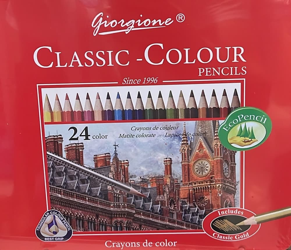 SET DA 24 PASTELLI MATITE COLORATE IN SCATOLA DI LATTA CON IMPUGNATURA TRIANGOLARE - 3