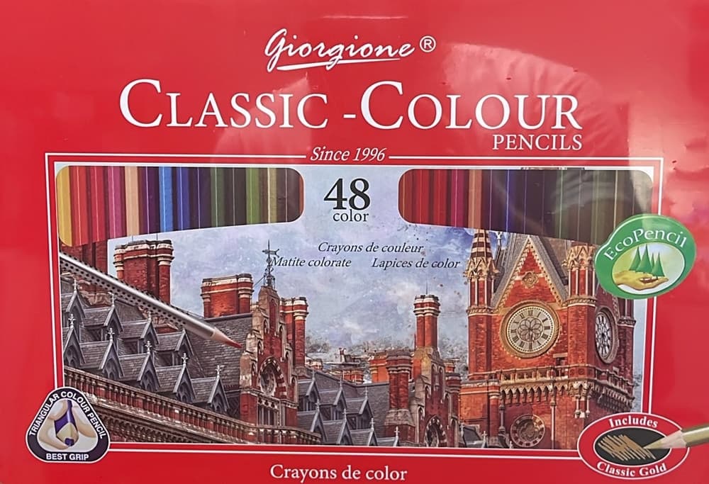 SET DA 48 PASTELLI MATITE COLORATE IN SCATOLA DI LATTA CON IMPUGNATURA TRIANGOLARE - 5
