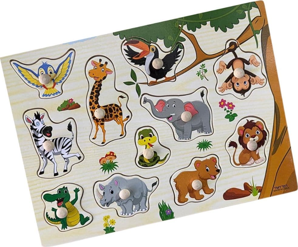 PUZZLE A INCASTRO TEMA ANIMALI GIOCO EDUCATIVO IN LEGNO PER BAMBINI CON POMELLI 07536 - 3