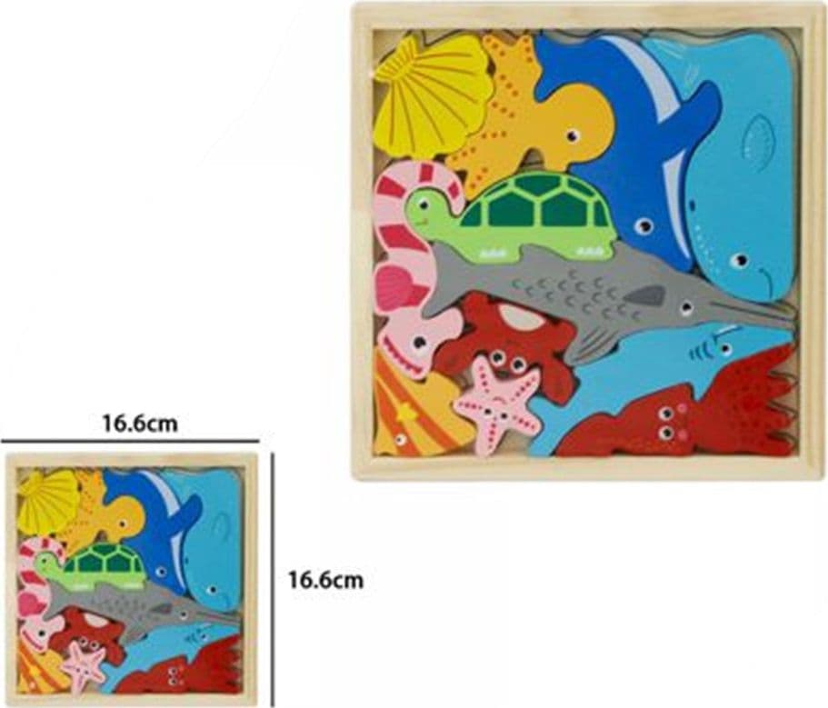 PUZZLE 3D A INCASTRO IN LEGNO FORMA ANIMALI MARINI PER BAMBINI GIOCO EDUCATIVO 07936 - 2