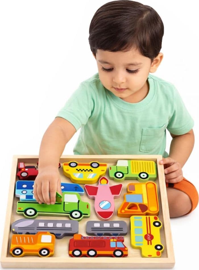 PUZZLE 3D A INCASTRO IN LEGNO FORMA VEICOLI PER BAMBINI GIOCO DA TAVOLO EDUCATIVO 07939 - 2