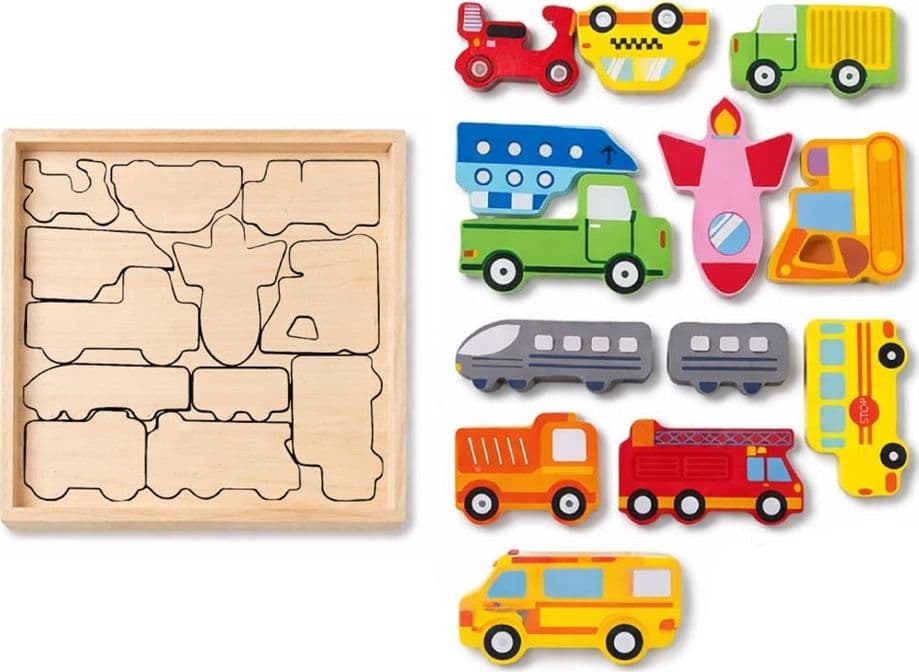 PUZZLE 3D A INCASTRO IN LEGNO FORMA VEICOLI PER BAMBINI GIOCO DA TAVOLO EDUCATIVO 07939 - 3
