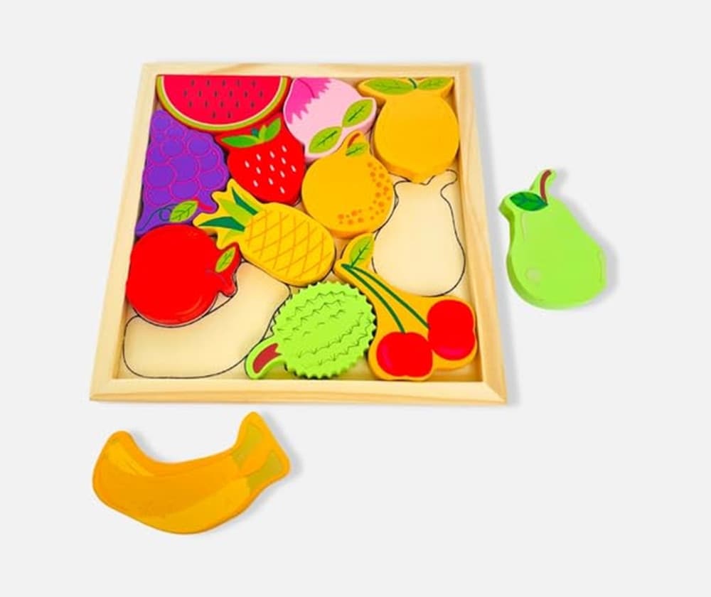 PUZZLE 3D A INCASTRO IN LEGNO FORMA FRUTTI PER BAMBINI GIOCO DA TAVOLO EDUCATIVO 07941 - 2
