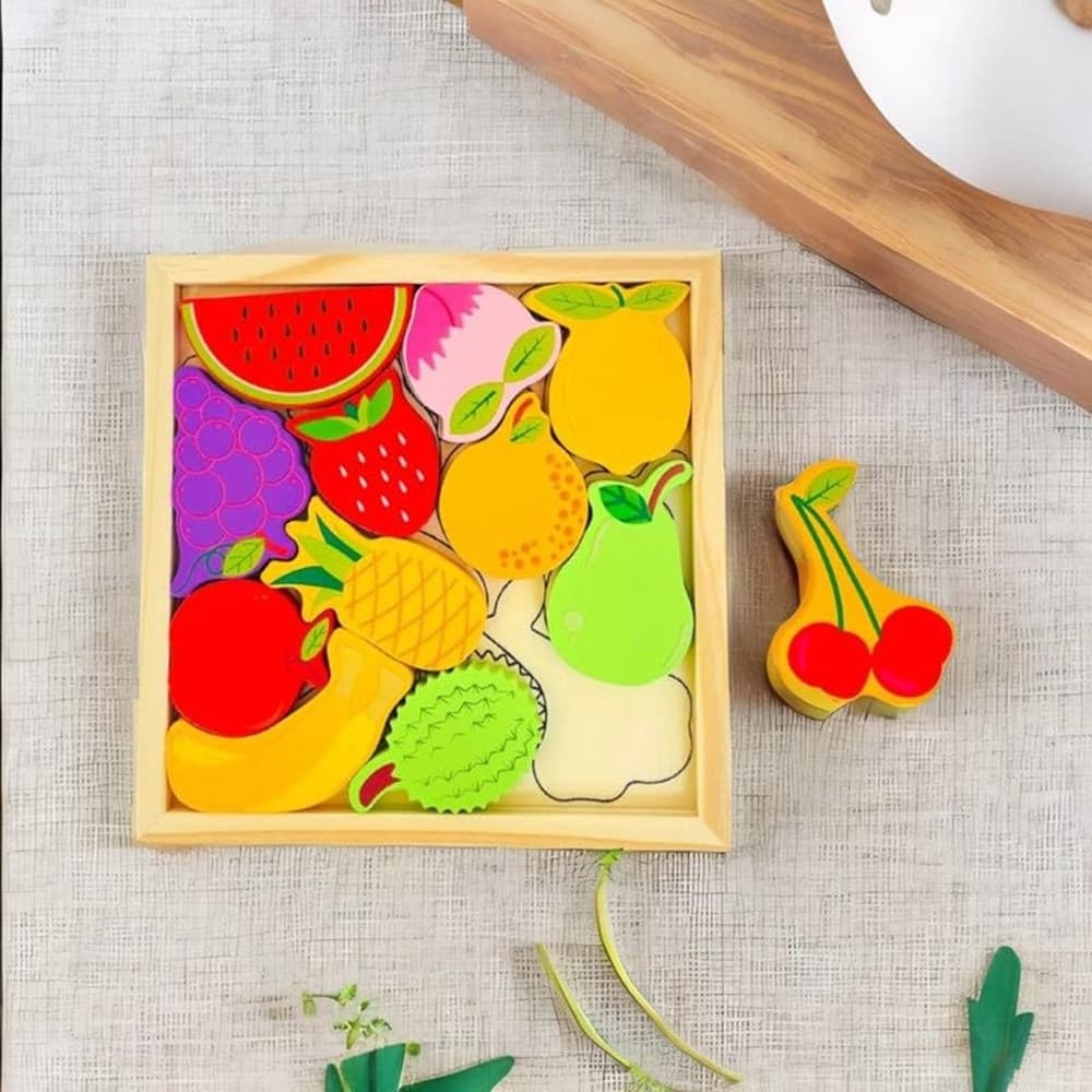 PUZZLE 3D A INCASTRO IN LEGNO FORMA FRUTTI PER BAMBINI GIOCO DA TAVOLO EDUCATIVO 07941 - 4