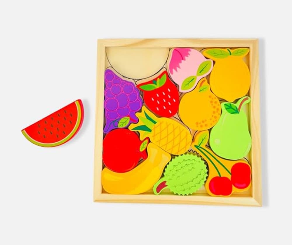 PUZZLE 3D A INCASTRO IN LEGNO FORMA FRUTTI PER BAMBINI GIOCO DA TAVOLO EDUCATIVO 07941 - 5