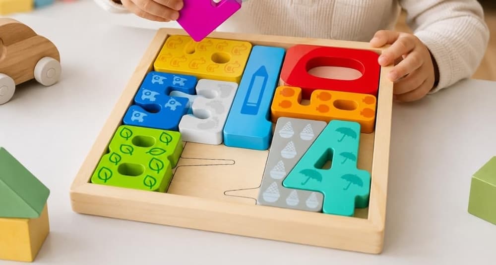 PUZZLE 3D A INCASTRO IN LEGNO FORMA NUMERI PER BAMBINI GIOCO DA TAVOLO EDUCATIVO 07942 - 5