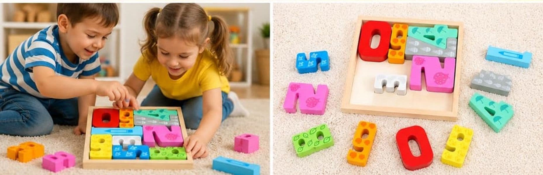 PUZZLE 3D A INCASTRO IN LEGNO FORMA NUMERI PER BAMBINI GIOCO DA TAVOLO EDUCATIVO 07942 - 6