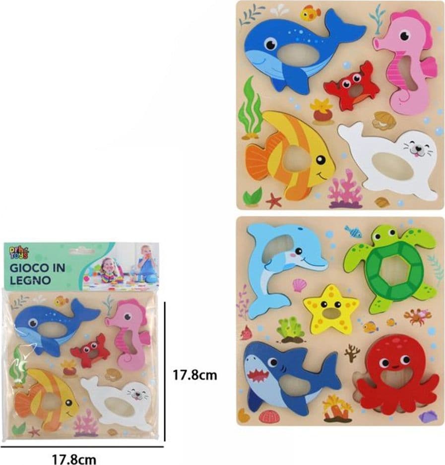 PUZZLE A INCASTRO TEMA OCEANO GIOCO IN LEGNO PER BAMBINI EDUCATIVO 2 MODELLI 32343 - 2