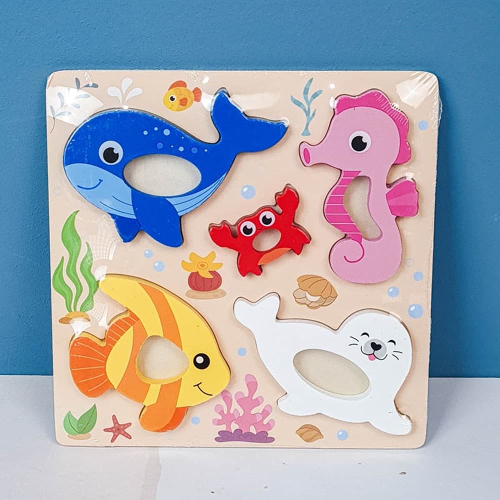 PUZZLE A INCASTRO TEMA OCEANO GIOCO IN LEGNO PER BAMBINI EDUCATIVO 2 MODELLI 32343 - 3