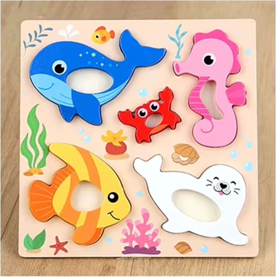 PUZZLE A INCASTRO TEMA OCEANO GIOCO IN LEGNO PER BAMBINI EDUCATIVO 2 MODELLI 32343 - 5