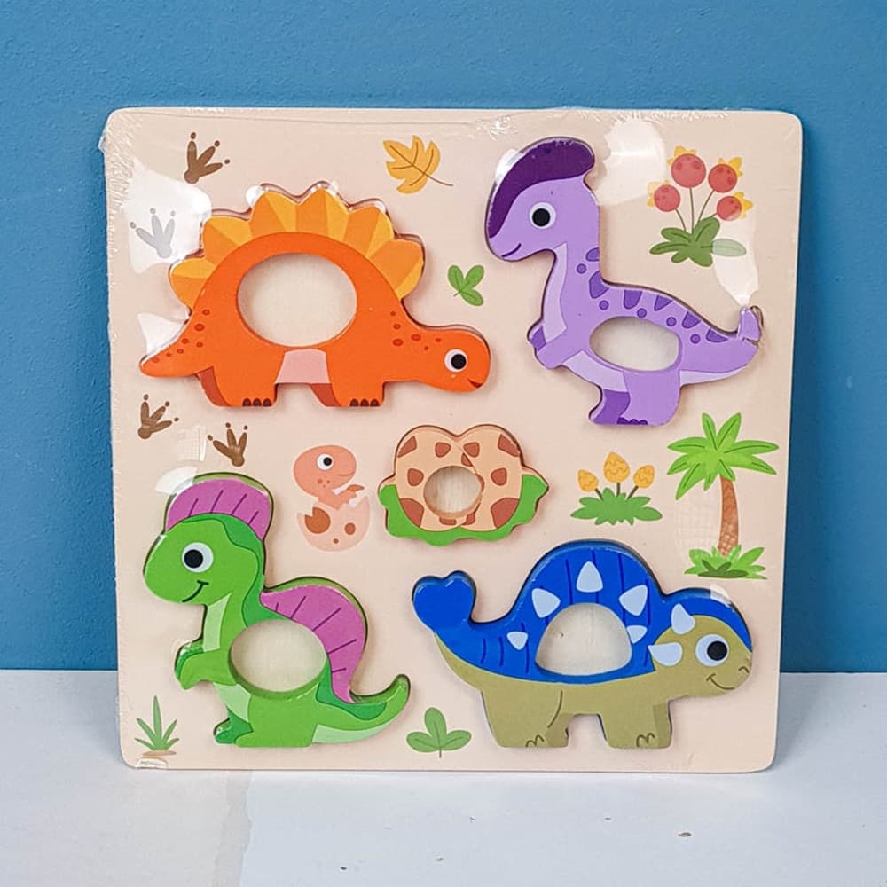 PUZZLE A INCASTRO TEMA DINOSAURI GIOCO IN LEGNO PER BAMBINI EDUCATIVO 2 MODELLI 32344 - 6