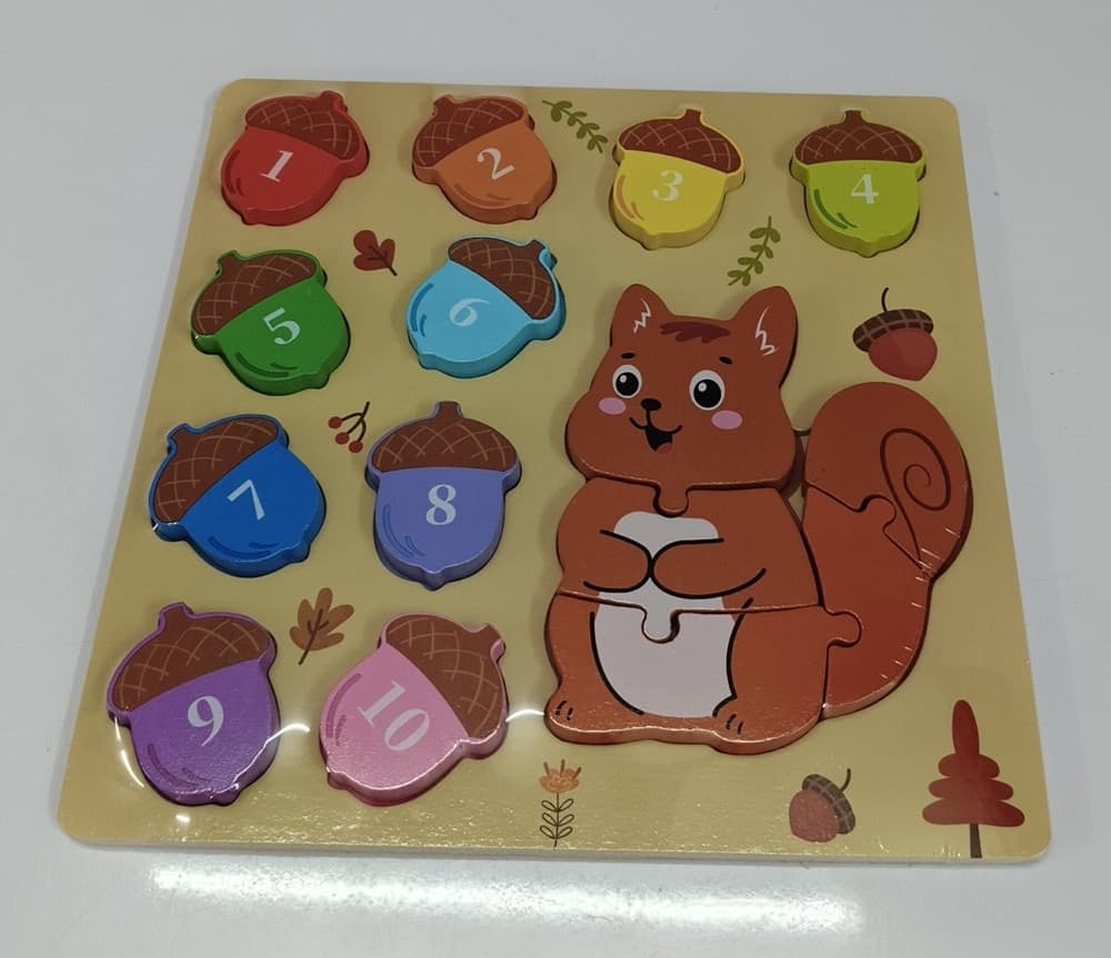 GIOCO DI CONTEGGIO ABBINAMENTO NUMERI PUZZLE IN LEGNO TEMA SCOIATTOLO PER BAMBINI 32369 - 3