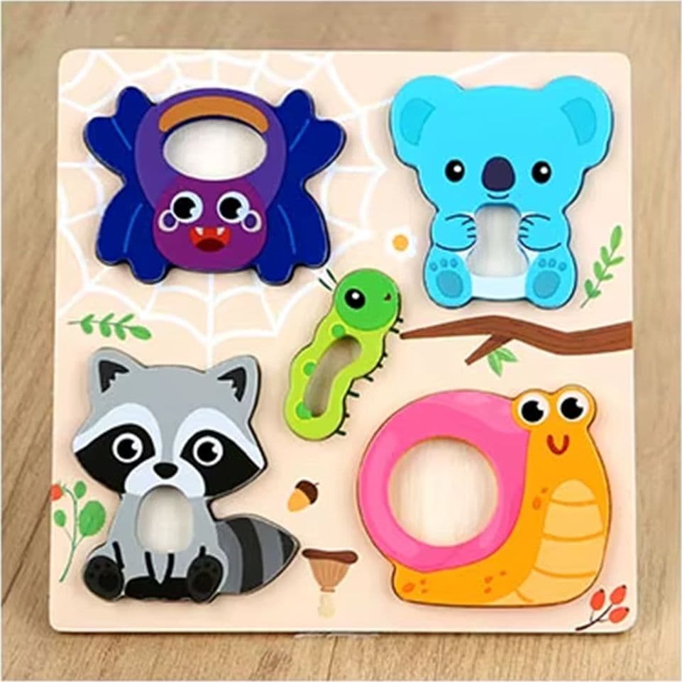 PUZZLE A INCASTRO TEMA ANIMALI GIOCO IN LEGNO PER BAMBINI EDUCATIVO 6 MODELLI 32345 - 2