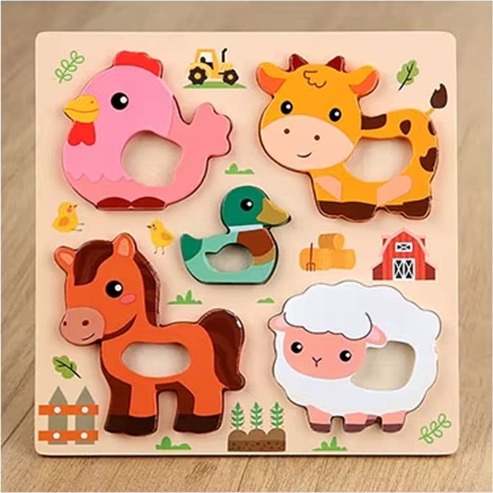 PUZZLE A INCASTRO TEMA ANIMALI GIOCO IN LEGNO PER BAMBINI EDUCATIVO 6 MODELLI 32345 - 3