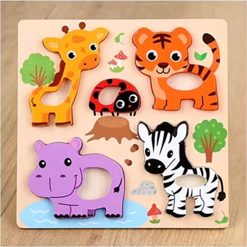 PUZZLE A INCASTRO TEMA ANIMALI GIOCO IN LEGNO PER BAMBINI EDUCATIVO 6 MODELLI 32345 - 4
