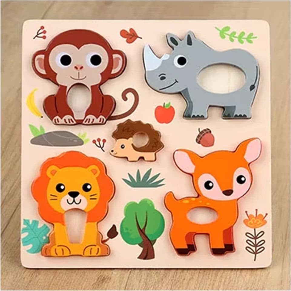 PUZZLE A INCASTRO TEMA ANIMALI GIOCO IN LEGNO PER BAMBINI EDUCATIVO 6 MODELLI 32345 - 5