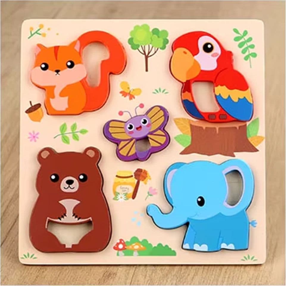 PUZZLE A INCASTRO TEMA ANIMALI GIOCO IN LEGNO PER BAMBINI EDUCATIVO 6 MODELLI 32345 - 6