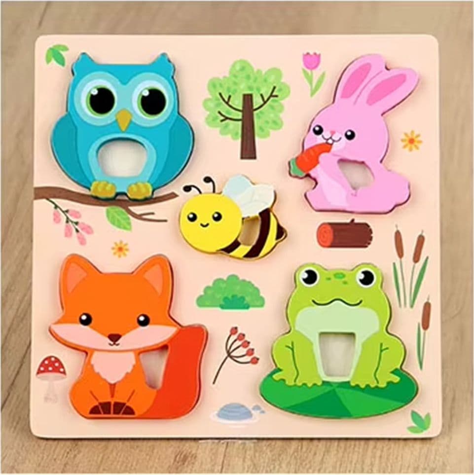 PUZZLE A INCASTRO TEMA ANIMALI GIOCO IN LEGNO PER BAMBINI EDUCATIVO 6 MODELLI 32345 - 7