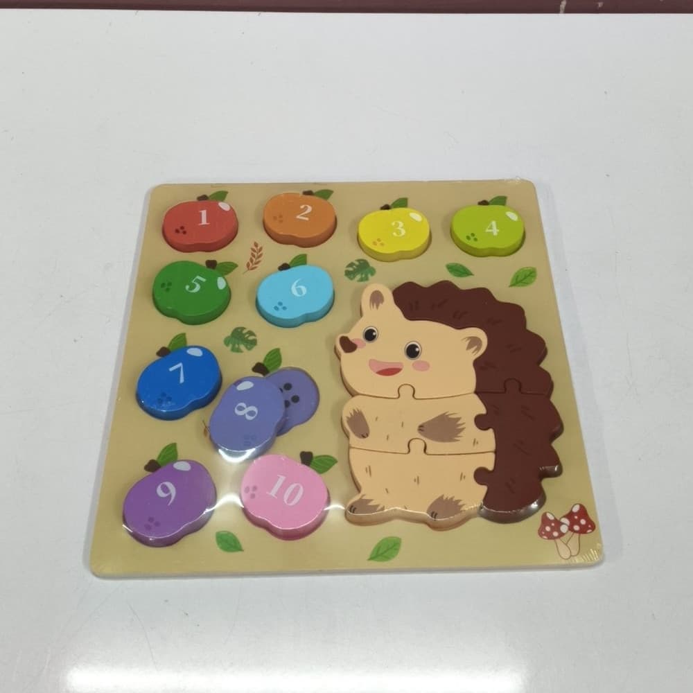 GIOCO DI CONTEGGIO ABBINAMENTO NUMERI PUZZLE IN LEGNO TEMA RICCIO PER BAMBINI 32371 - 3