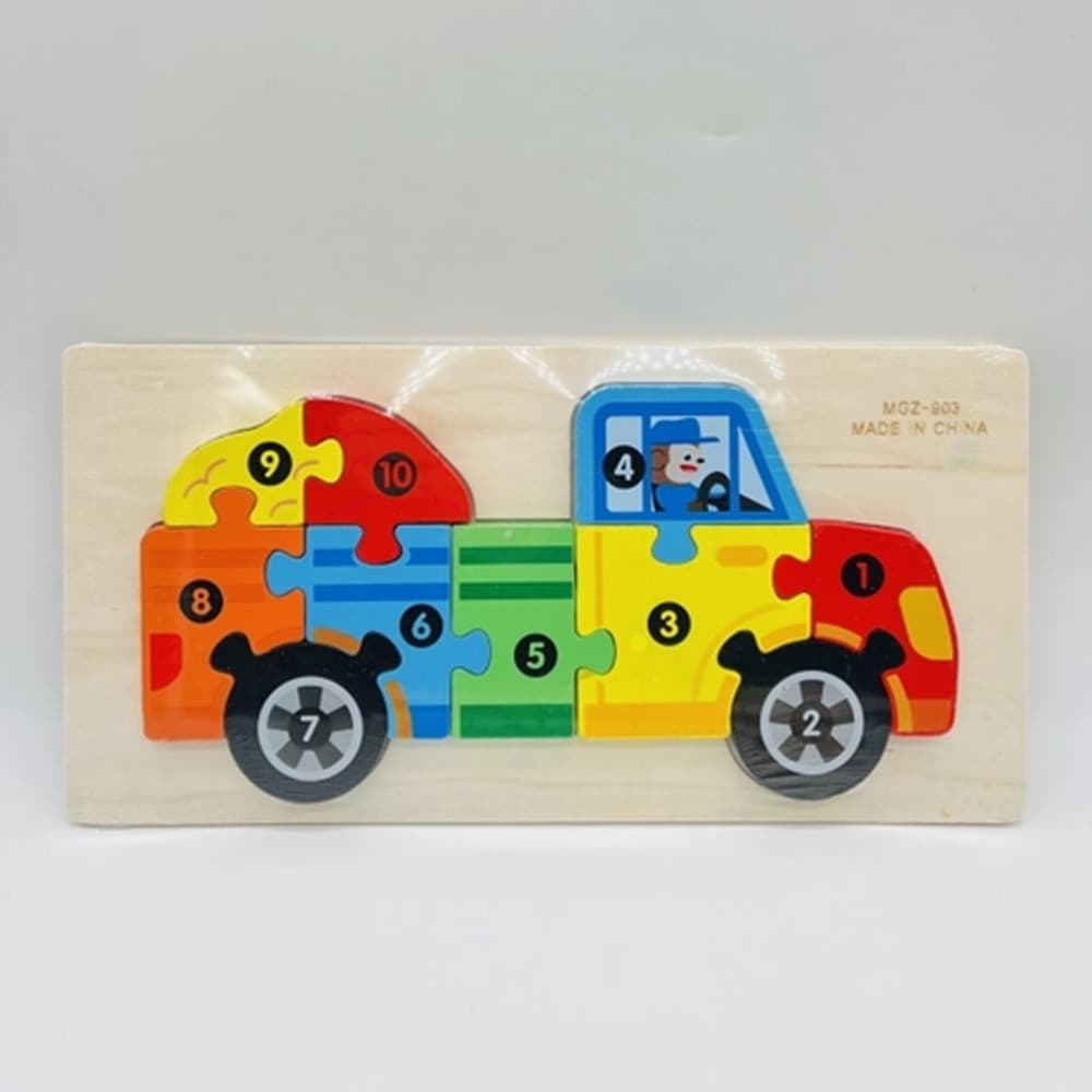 PUZZLE A FORMA DI CAMION GIOCO IN LEGNO EDUCATIVO CON NUMERI MULTICOLORE PER BAMBINI 66952 - 3
