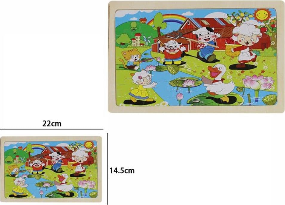 SET 2PZ PUZZLE EDUCATIVO IN LEGNO TEMA ANIMALI FATTORIA GIOCO REGALO INFANZIA BAMBINI 07306 - 2