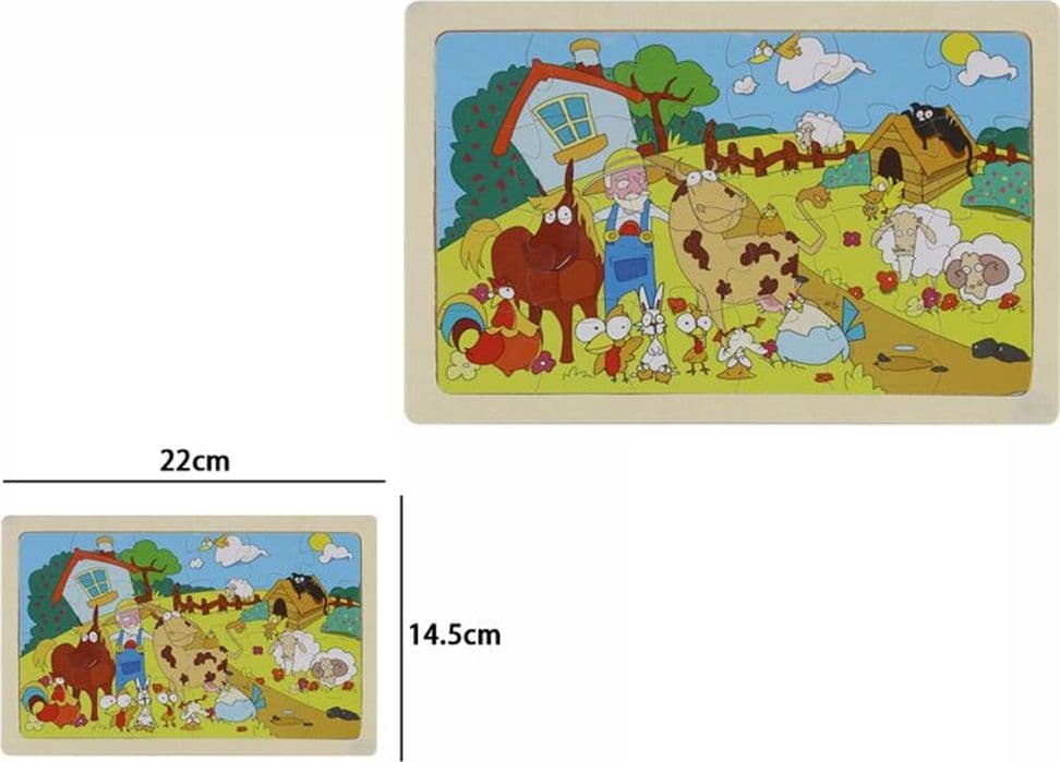 SET 2 PZ PUZZLE EDUCATIVO IN LEGNO TEMA FATTORIA GIOCO REGALO INFANZIA BAMBINI 07307 - 2