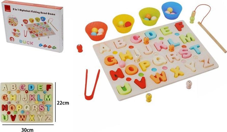 GIOCO DA TAVOLO IN LEGNO 3IN1 GIOCATTOLO EDUCATIVO MULTIFUNZIONALE BAMBINI LETTERE 07954 - 3