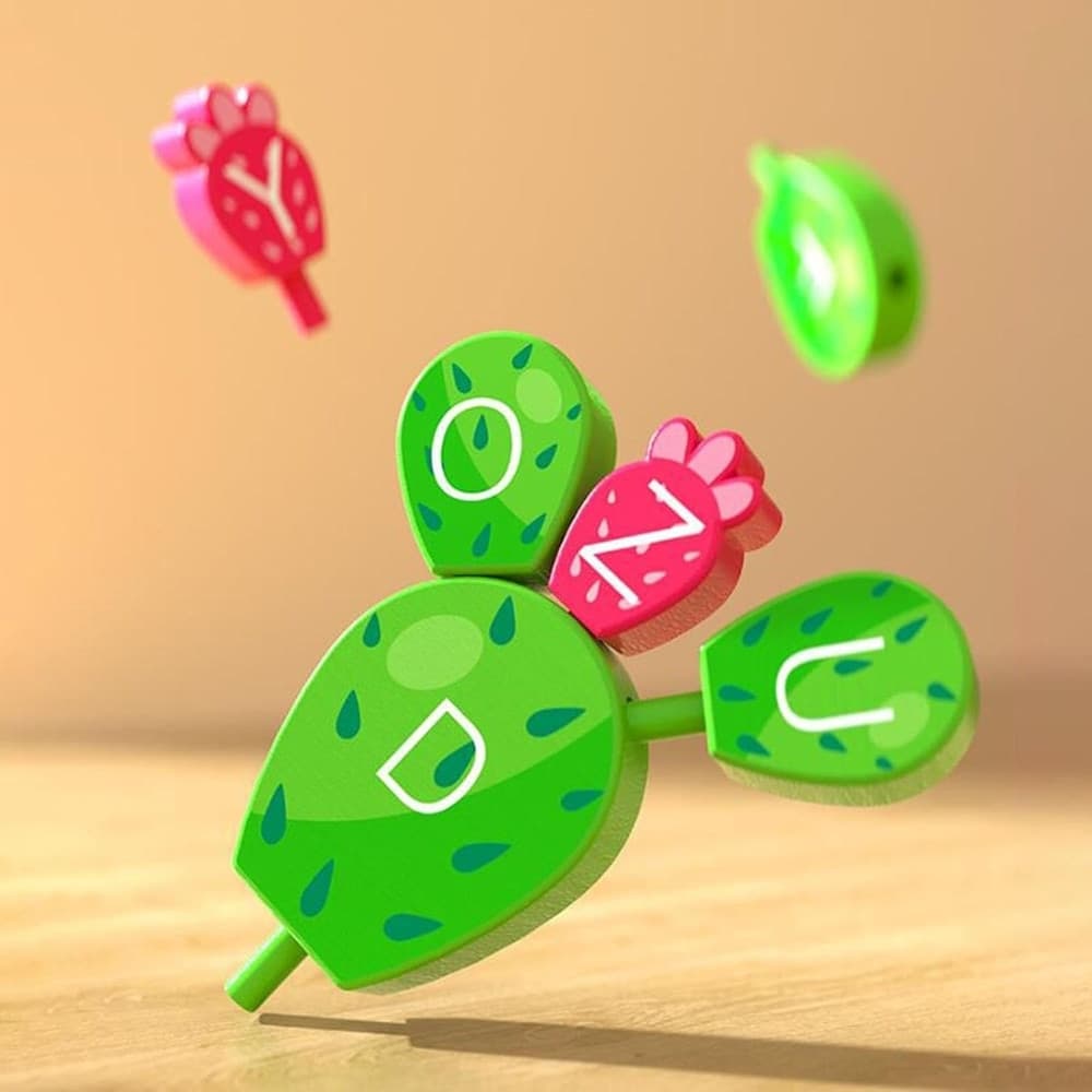 PUZZLE FORMA CACTUS IN LEGNO GIOCO COORDINAZIONE PER BAMBINI EDUCATIVO IMPILABILE 32354 - 3