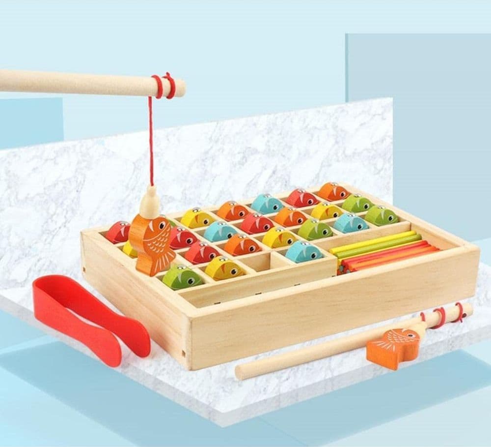 GIOCO DI PESCA MAGNETICO IN LEGNO PER BAMBINI IMPARA A CONTARE NUMERI CON BASTONCINI 31594 - 3