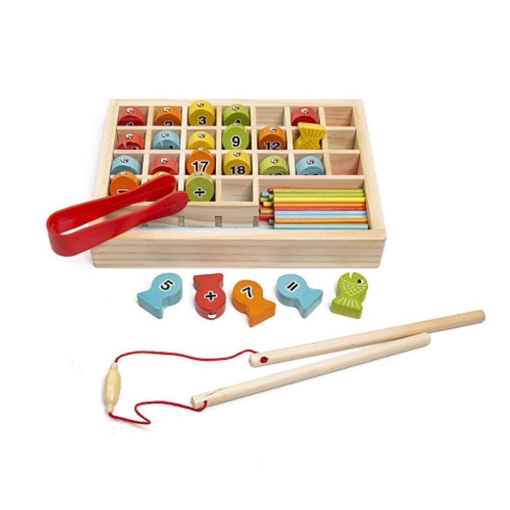 GIOCO DI PESCA MAGNETICO IN LEGNO PER BAMBINI IMPARA A CONTARE NUMERI CON BASTONCINI 31594 - 6