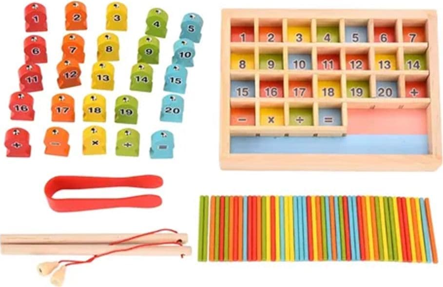 GIOCO DI PESCA MAGNETICO IN LEGNO PER BAMBINI IMPARA A CONTARE NUMERI CON BASTONCINI 31594 - 7
