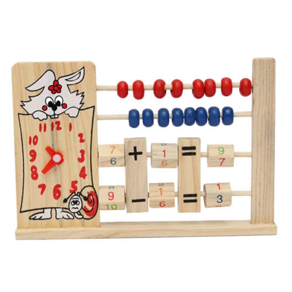 ABACO PALLOTTOLIERE LEGNO GIOCO EDUCATIVO CON OROLOGIO PER IMPARARE CONTARE BAMBINI 07947