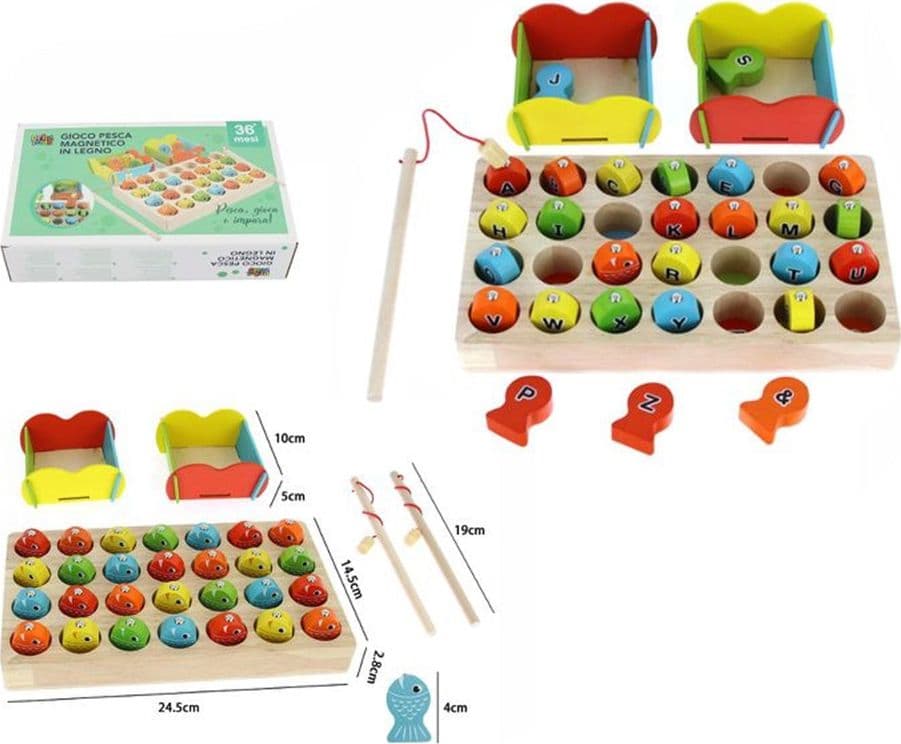 GIOCO DI PESCA MAGNETICO IN LEGNO APPRENDIMENTO CON ALFABETO PER BAMBINI EDUCATIVO 31595 - 2