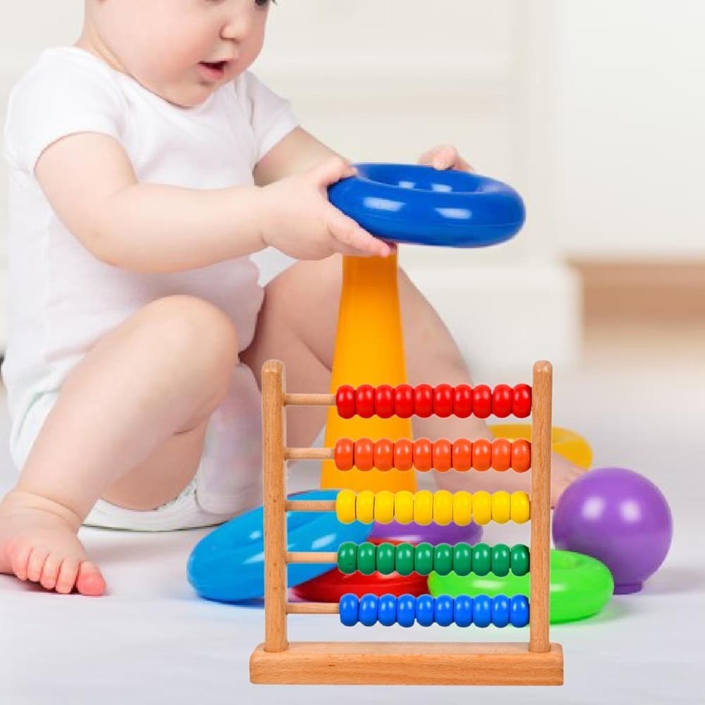 ABACO PALLOTTOLIERE EDUCATIVO BAMBINI SUPPORTO ARITMETICO IN LEGNO GIOCO PER CONTARE 07948A - 4
