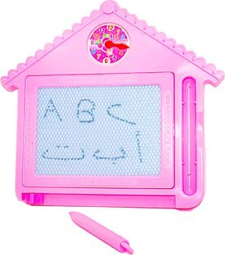 LAVAGNA MAGICA CANCELLABILE CON PENNA MAGNETICA OROLOGIO BAMBINI GIOCO FORMA CASA 07676 - 5