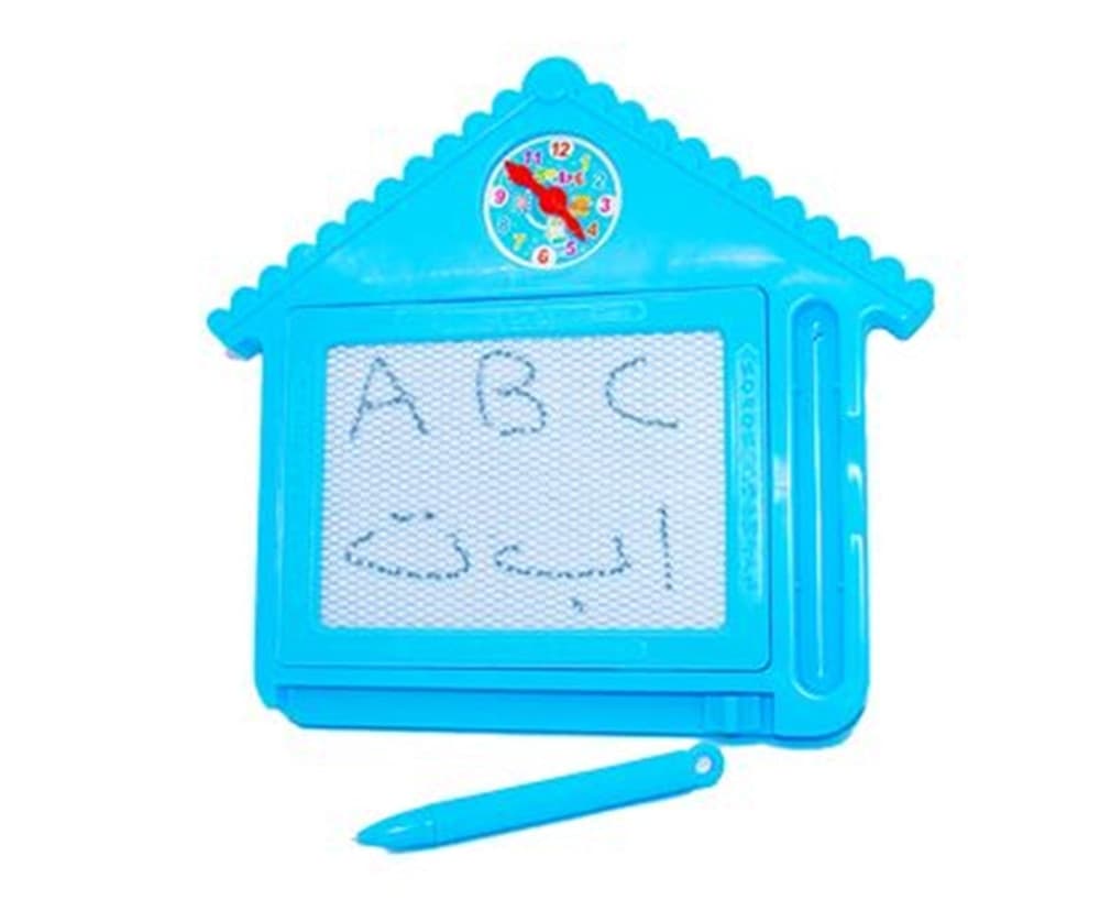 LAVAGNA MAGICA CANCELLABILE CON PENNA MAGNETICA OROLOGIO BAMBINI GIOCO FORMA CASA 07676 - 6