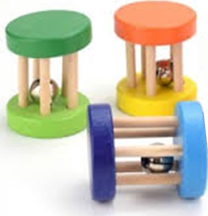 SONAGLIO IN LEGNO COLORATO CON CAMPANELLA GIOCO MUSICALE A MANO PER NEONATI 12+MESI 32331 - 7