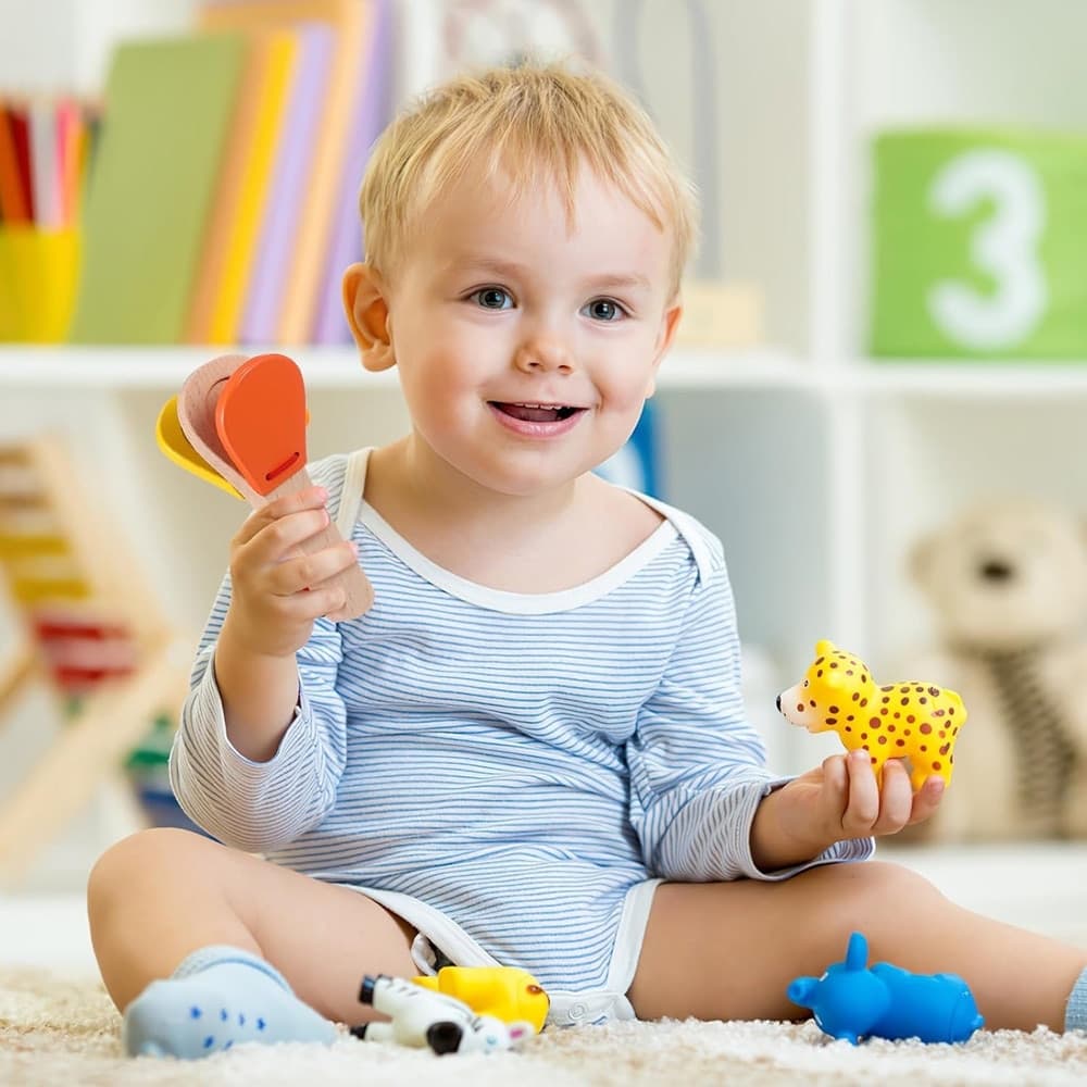 NACCHERE DI LEGNO STRUMENTO MUSICALE A PERCUSSIONE BATTENTE MANUALE BAMBINI NEONATI 32332 - 6