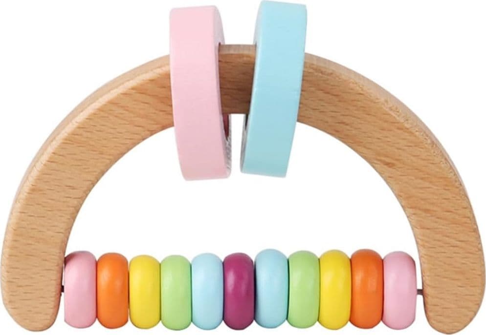 SONAGLIO SEMICIRCOLARE IN LEGNO CON PERLINE PER SVILUPPO SENSORIALE GIOCO PER NEONATI 32335 - 3