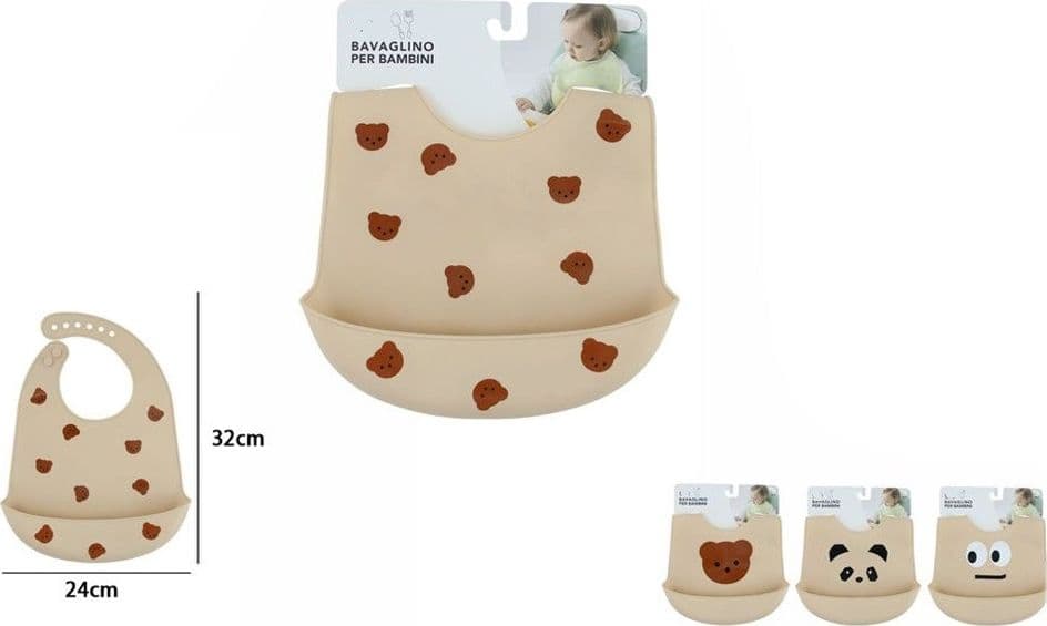 BAVAGLINO PAPPA SILICONE IMPERMEABILE REGOLABILE PER BAMBINI TASCA RACCOGLIBRICIOLE 31223 - 2