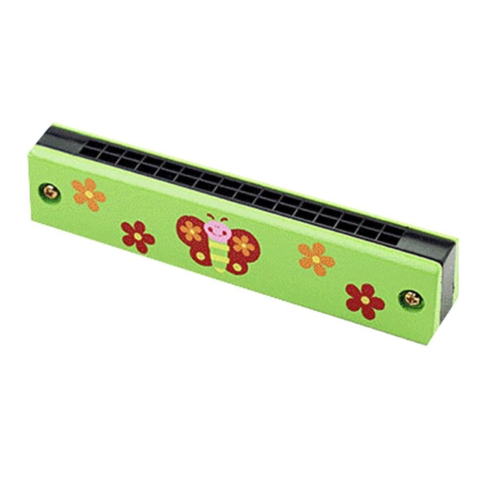 2PZ ARMONICA A BOCCA STRUMENTO MUSICALE IN LEGNO PER BAMBINI DA 13CM CON MOTIVO 74471 - 3