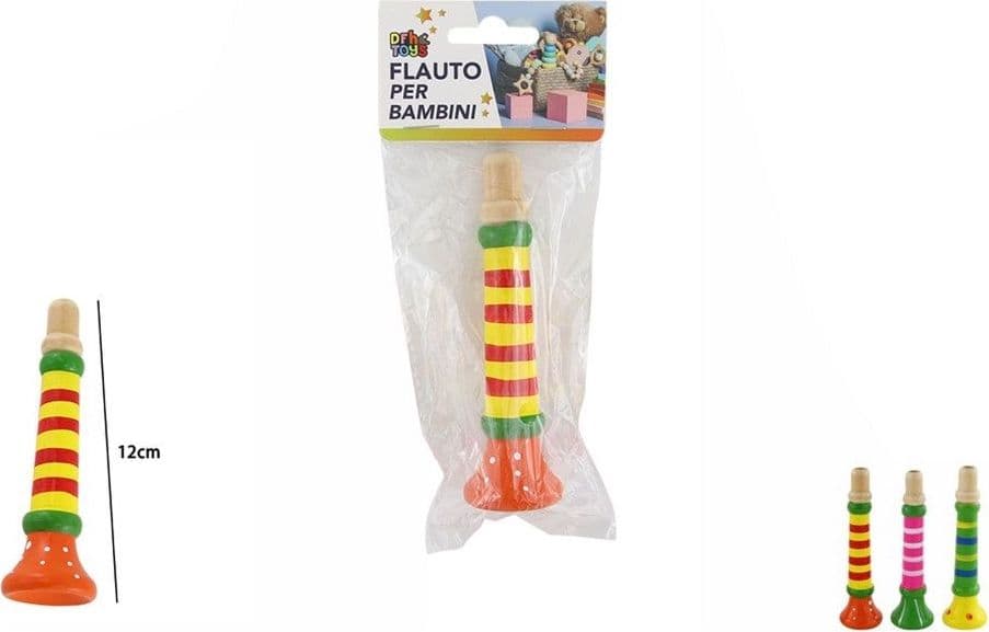 2PZ FLAUTO TROMBA IN LEGNO PICCOLO COLORATO PER BAMBINI GIOCO STRUMENTO MUSICALE 74469 - 2