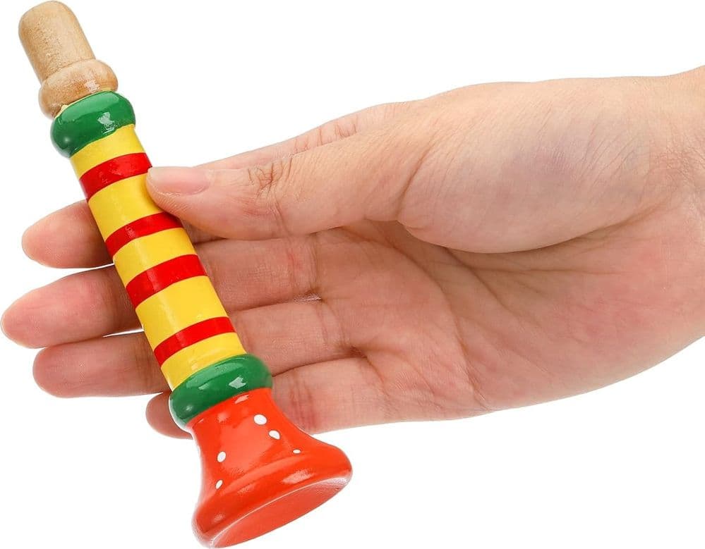 2PZ FLAUTO TROMBA IN LEGNO PICCOLO COLORATO PER BAMBINI GIOCO STRUMENTO MUSICALE 74469 - 3