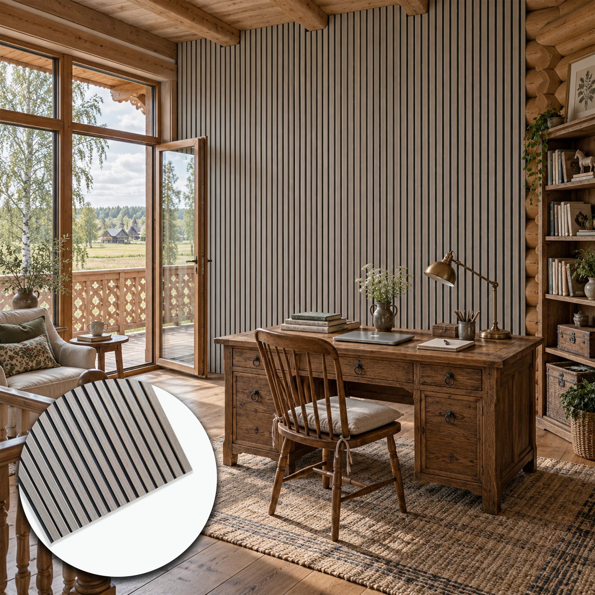 Pannello Acustico a Lamelli in Vero Legno di Noce, Fibra di Legno e Feltro 12x600x2900 mm – 1,74 m² - 3