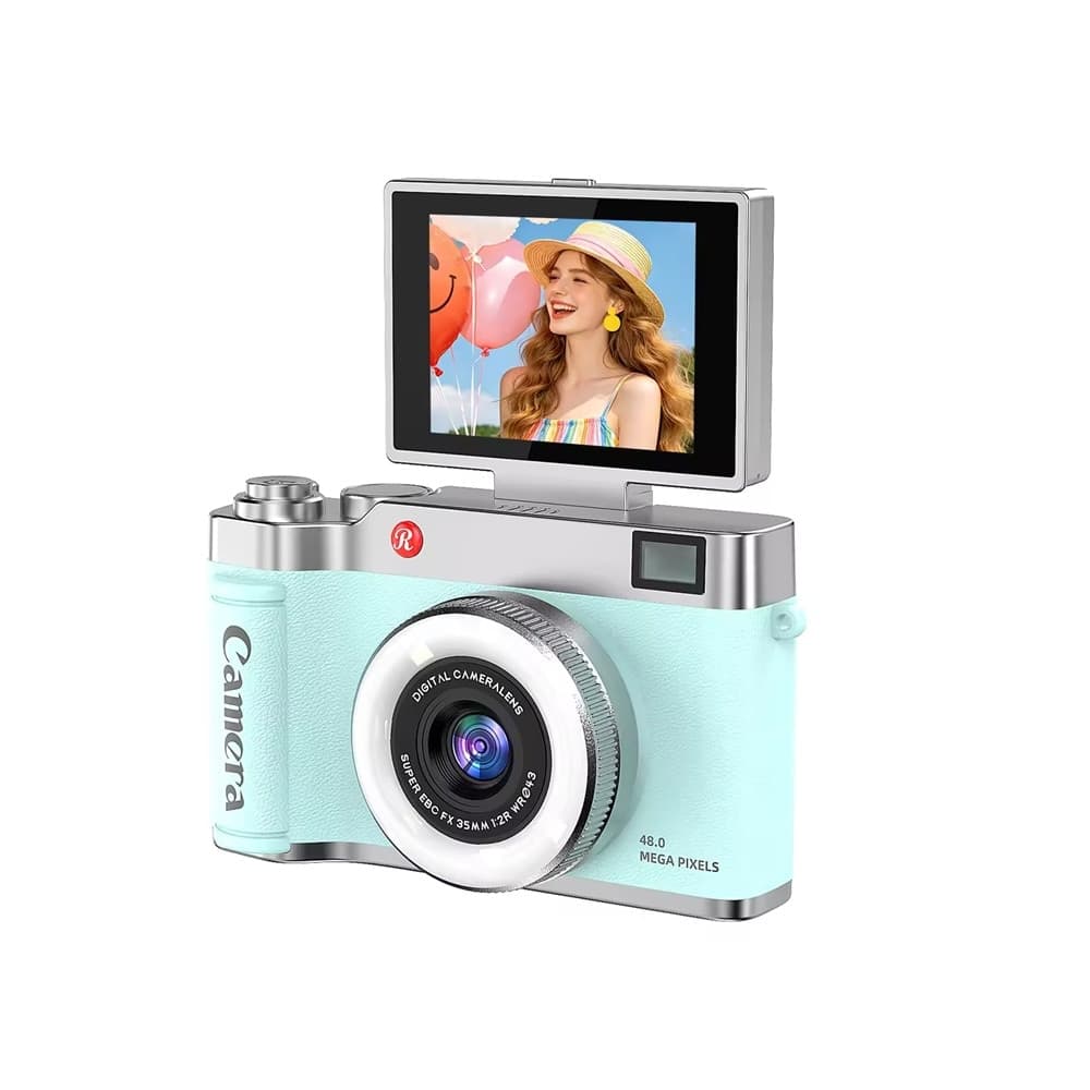 FOTOCAMERA DIGITALE STILE RETRÒ SCHERMO IPS DA 2,4" RIBALTABILE ZOOM DIGITALE 8X 48MP Q07 - 13